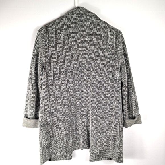 Topshop Herringbone Open Front Blazer Jacket Womens US 2 Gray Tailored Layering - Picture 4 of 4